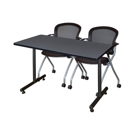 Kobe Rectangle Tables > Training Tables > Kobe Training Table & Chair Sets, 48 W, 30 L, 29 H, Grey MKTRCT4830GY23BK